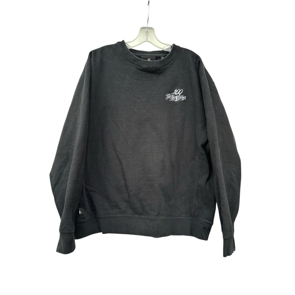 100 Thieves Foundations Sweatshirt Mens XL Black Crewneck Heavyweight Y2K Logo